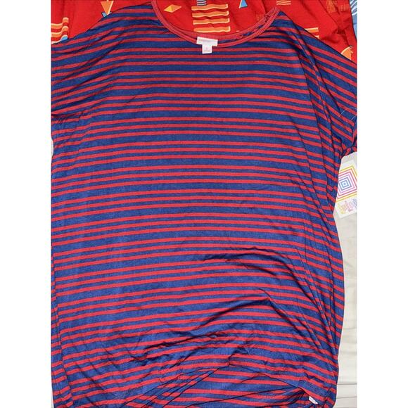 Lot Of 10 LuLaRoe Irma Azure Randy Shirt Skirt Tee Soft Patriotic Geometric - Picture 2 of 11